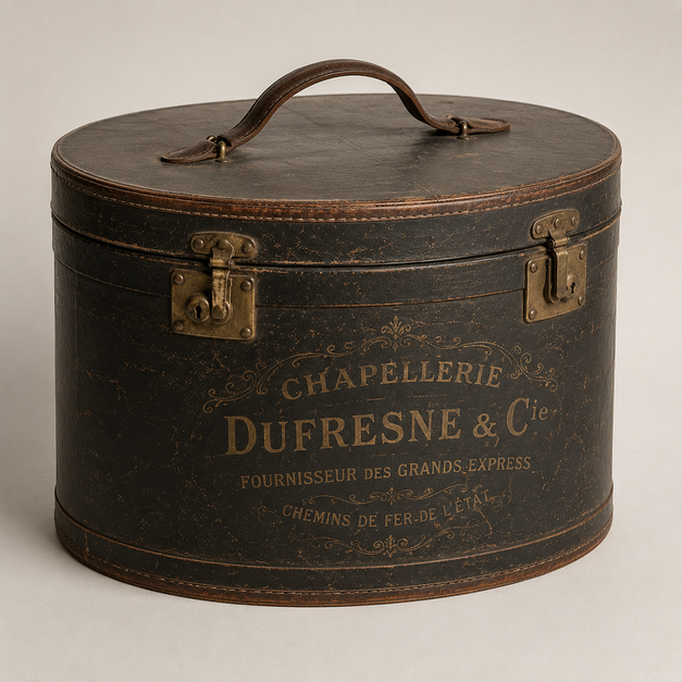 La boîte de transport — poignée, fermoirs, charnières : une valise dédiée au chapeau
